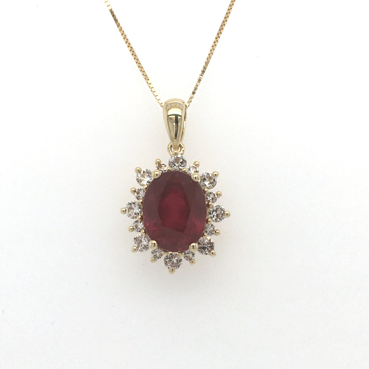 10K Yellow Gold Mozambique Ruby & White Topaz Necklace