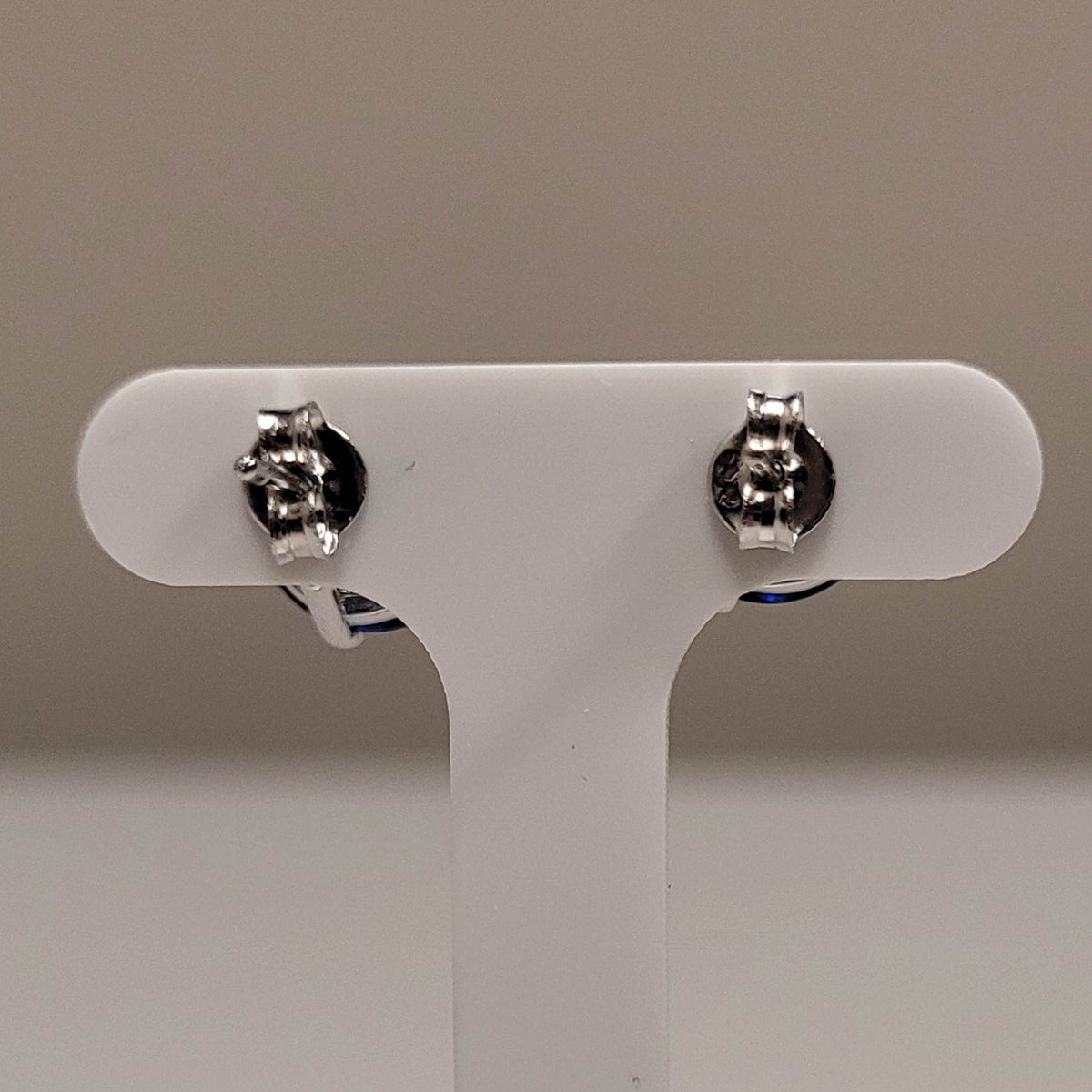 Sterling 9mm Round Blue Helenite Studs