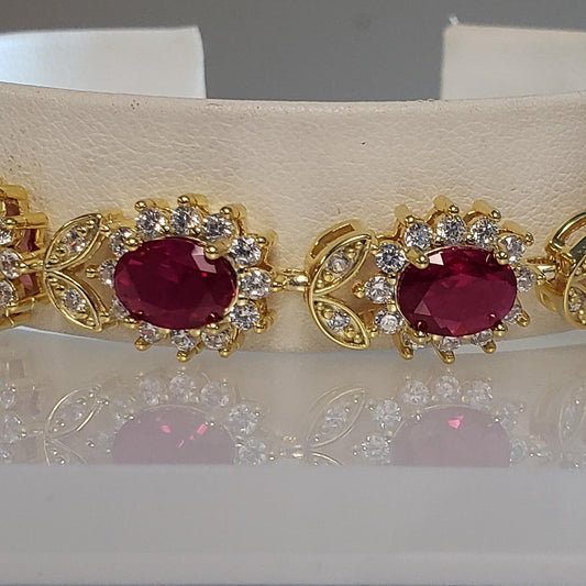14KYGP Lab Ruby & Diamondaura Bracelet 13-3/8ctw