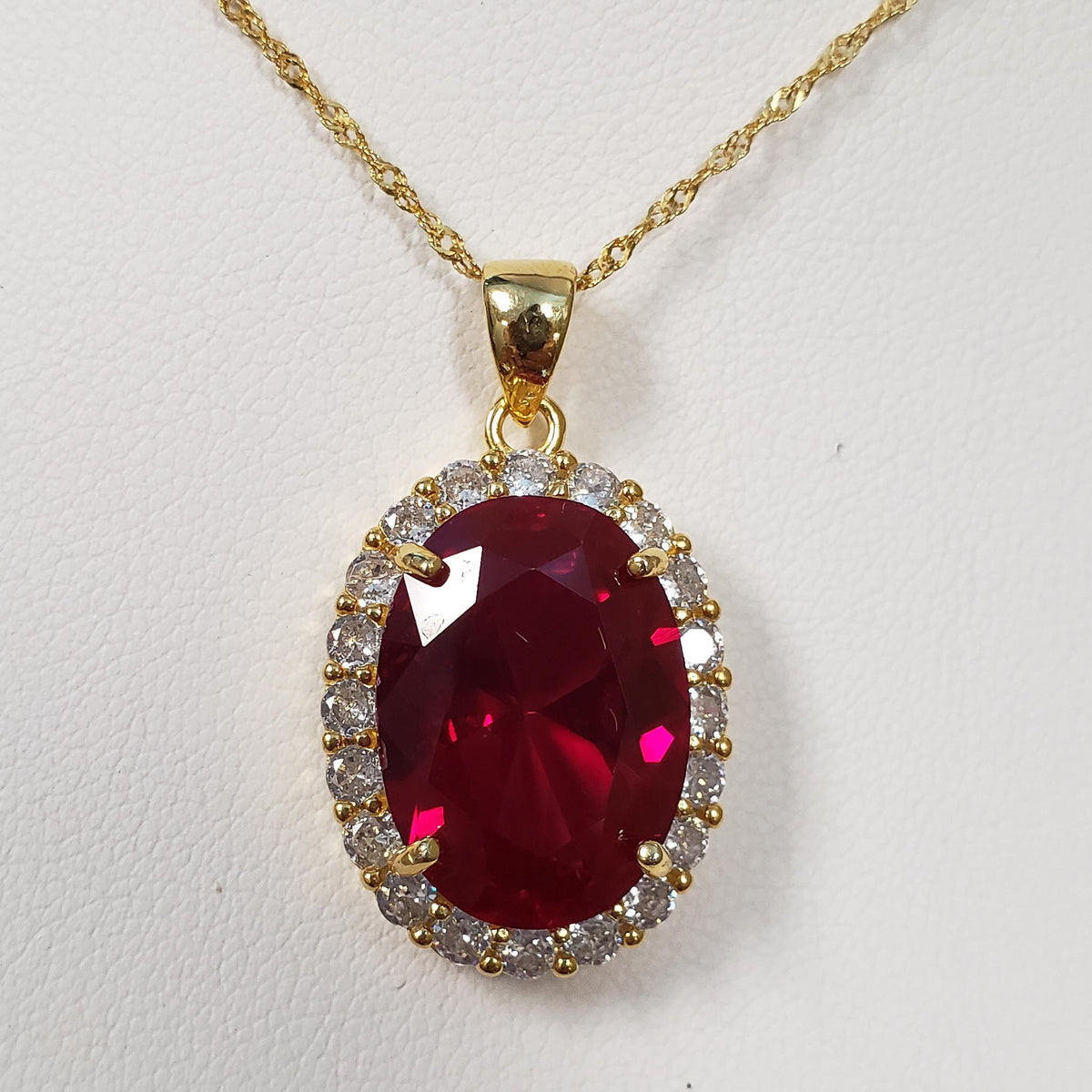 14KYGP Lab Ruby & Diamondaura Necklace, Earrings & Bracelet set