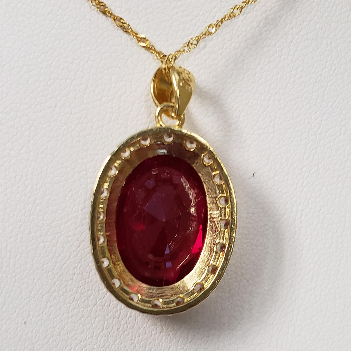 14KYGP Lab Ruby & Diamondaura Necklace 12-3/4ctw