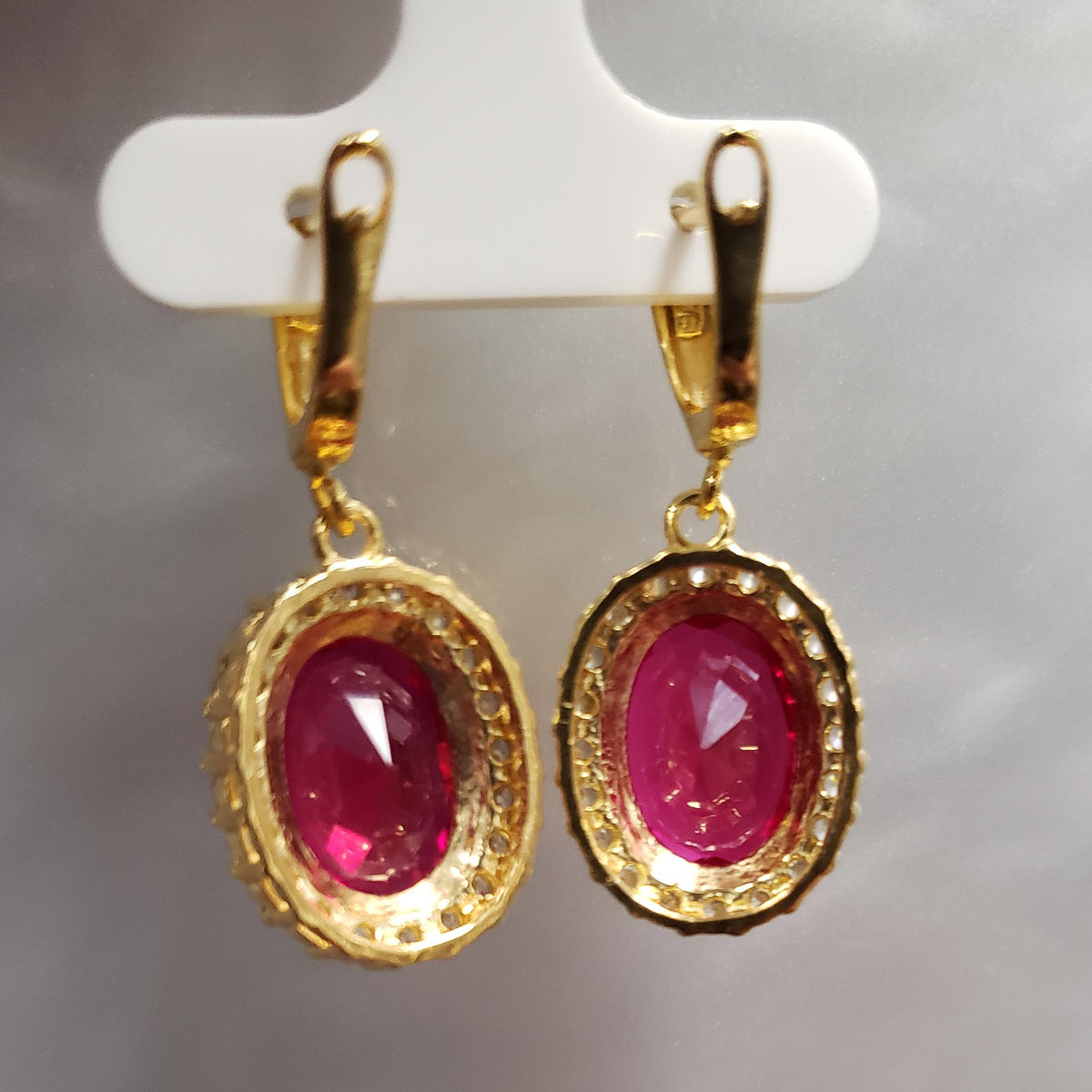14KYGP Lab Ruby & Diamondaura Earrings 13-1/5ctw