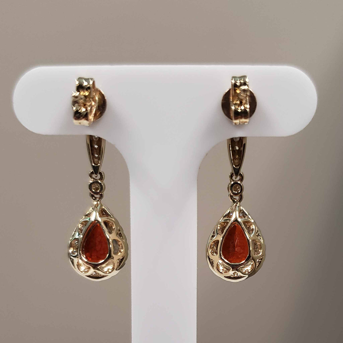 14KYG Fire Opal Earrings 1ctw