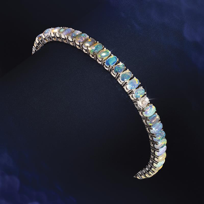 Sterling Silver Ethiopian Opal Tennis Bracelet 8-3/8ctw