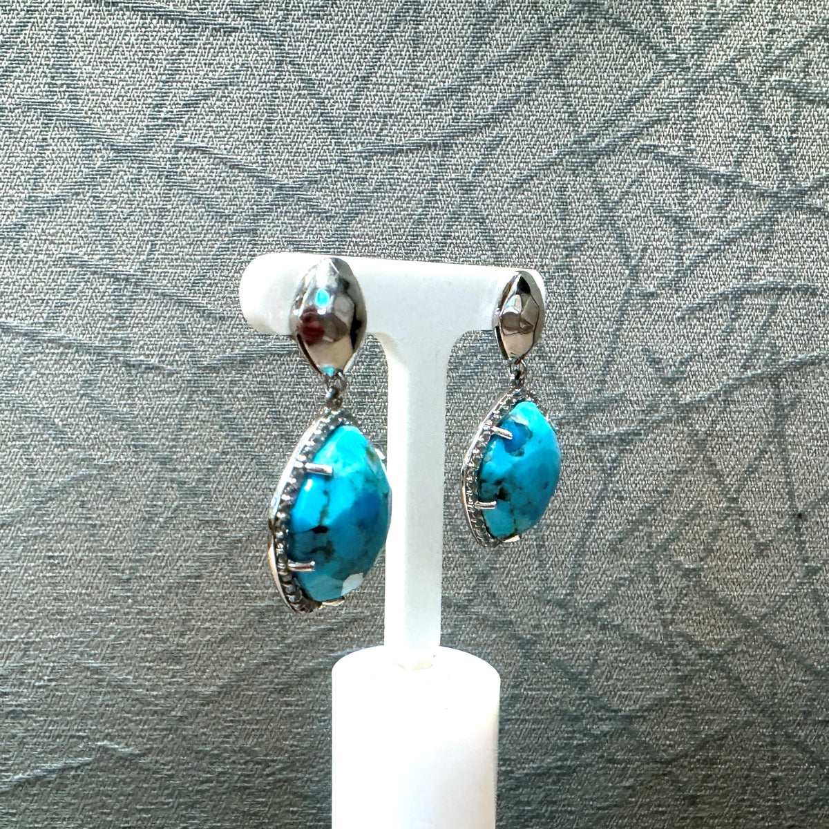 SS Turquoise & Topaz Earrings 29ctw