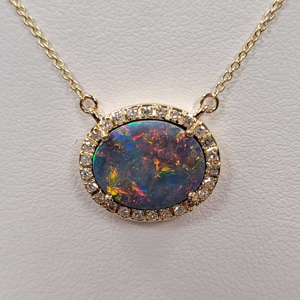 14KYG Opal Doublet Necklace 3/4ctw