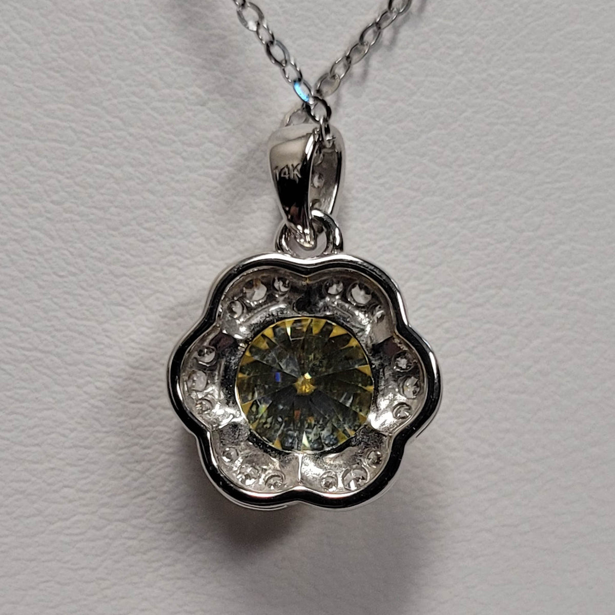 14KWG Yellow Moissanite Necklace 3-3/4ctw