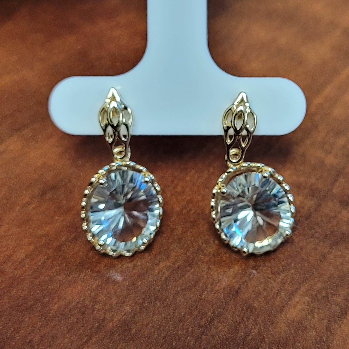 14KYG Laser Cut Green Amethyst Earrings 7-1/2ctw