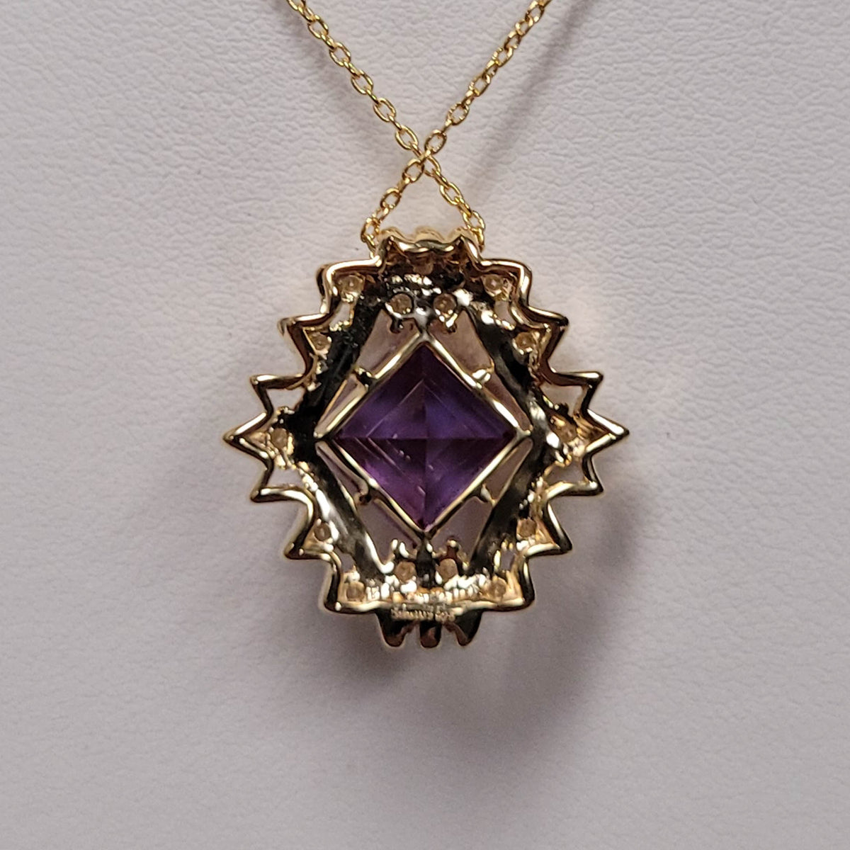 14KYGP Square Lab Alex & Moissanite Necklace 3-3/8ctw