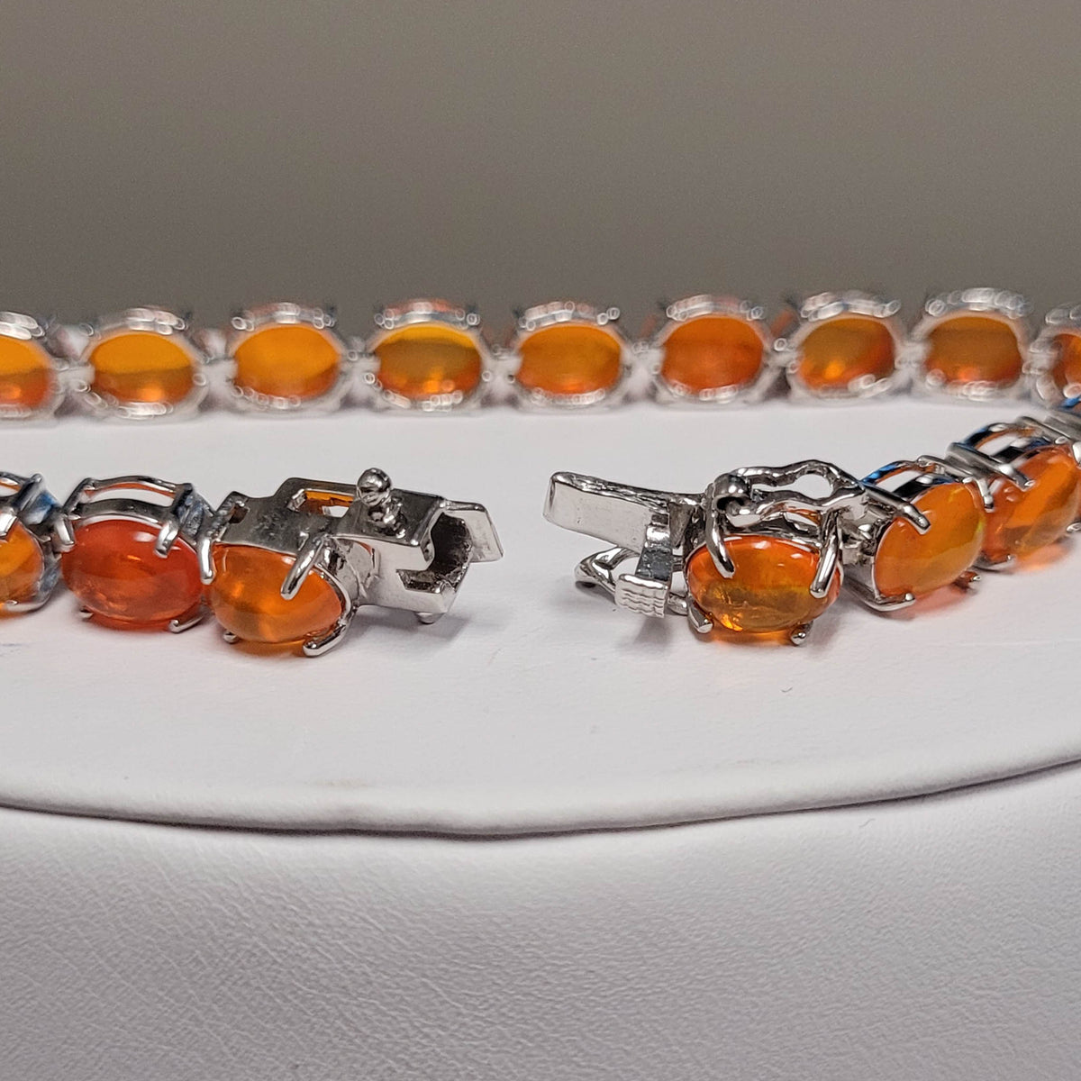 SS Orange Opal Bracelet 14-9/10ctw