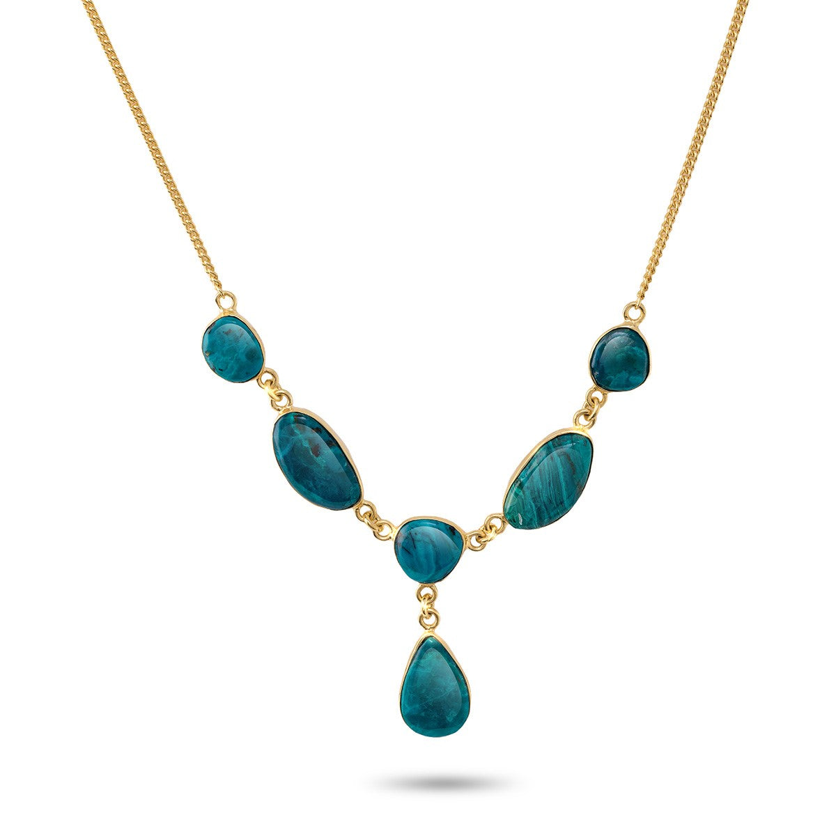 18KYGP 6-Stone Chilean Blue Opal Necklace 30ctw