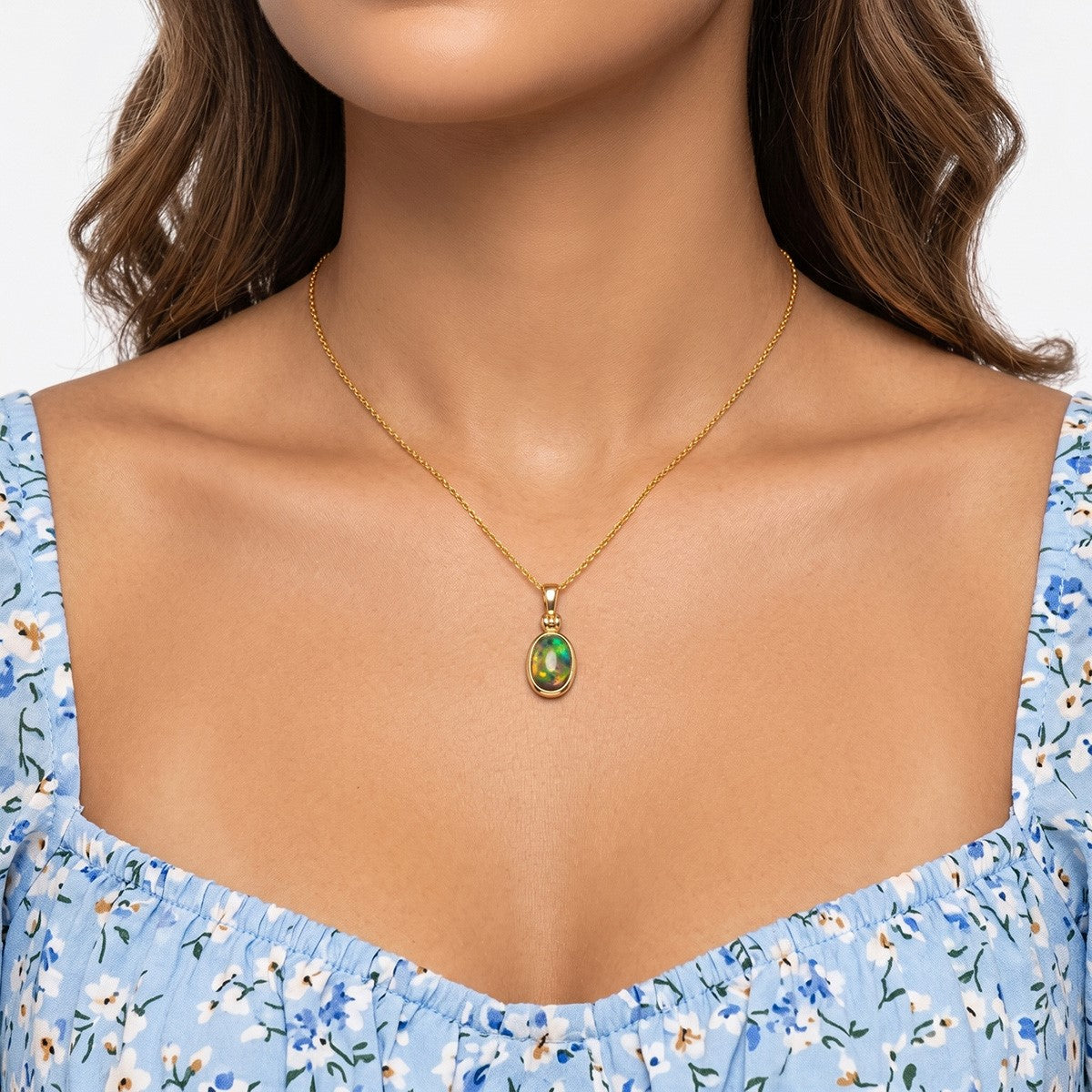 14KYGP Ethiopian Black Opal Necklace 2-1/2ctw