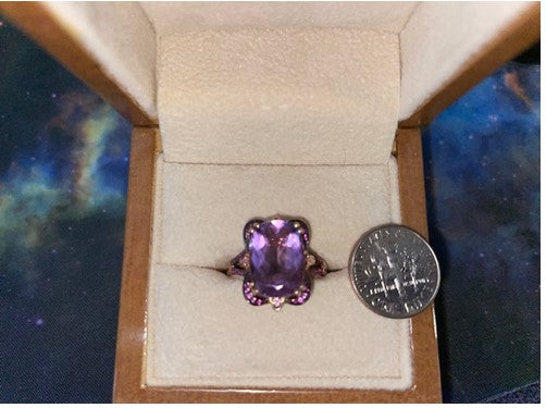 14KRG AMETHYST & PINK SAPPHIRE RING