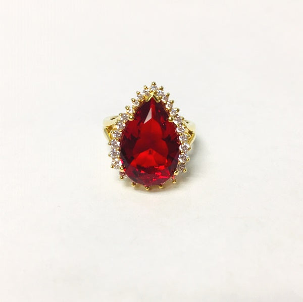GOLD PLATED RED PEAR SHAPED HELENITE SET