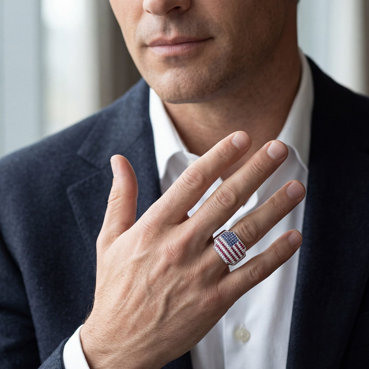 SS Mens Lab Ruby, Sapp & Diamond Ring 2-3/8ctw