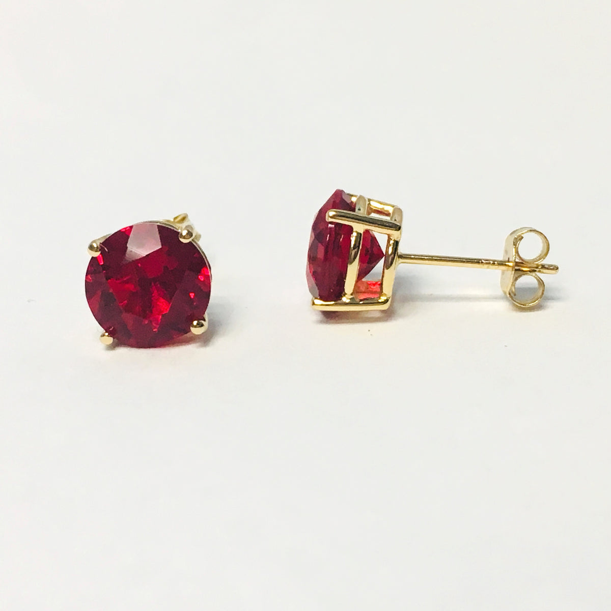 14k Gold Vermeil 4ctw Red Helenite Stud Earrings