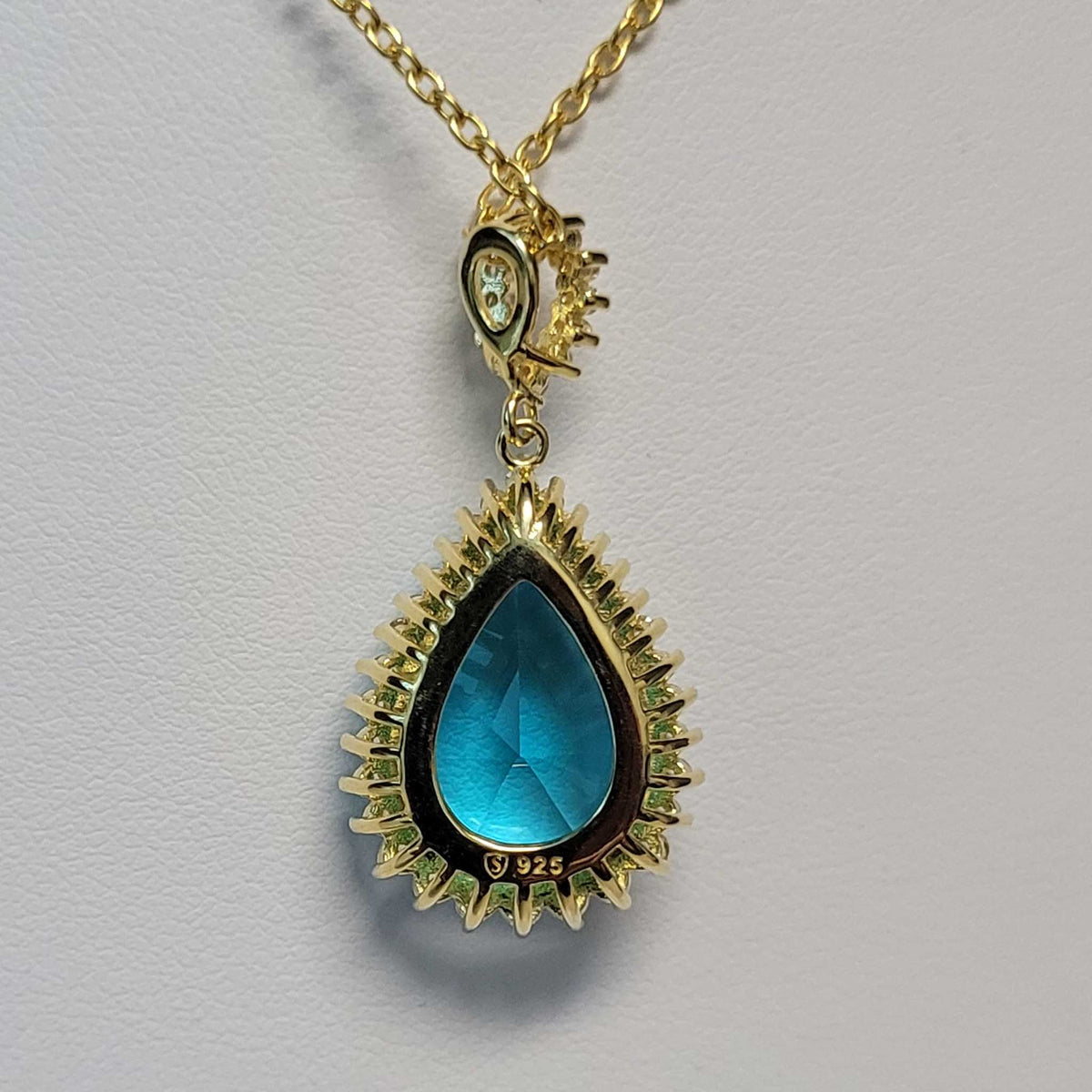 14KYGP Azure Helenite & Diamondaura Necklace, Earrings, & Ring