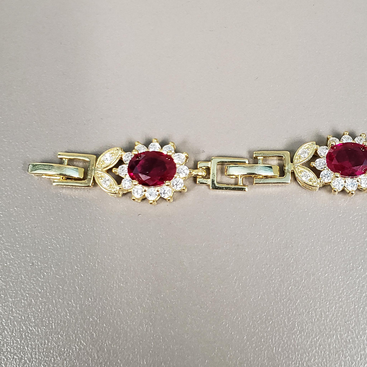 14KYGP Lab Ruby & Diamondaura Bracelet 13-3/8ctw