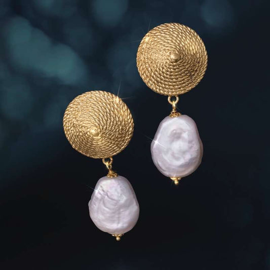 18KYGP Italian Baroque Pearl Earrings