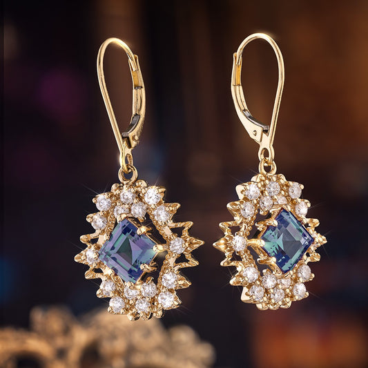 14KYG Lab Alexandrite & Msnt Earrings 2-3/4ctw