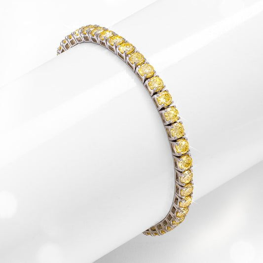 Sterling Silver Yellow Moissanite Bracelet 10ctw