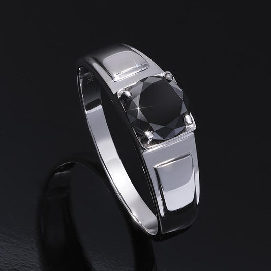 14KWG Black Diamond Mens Ring 1ctw