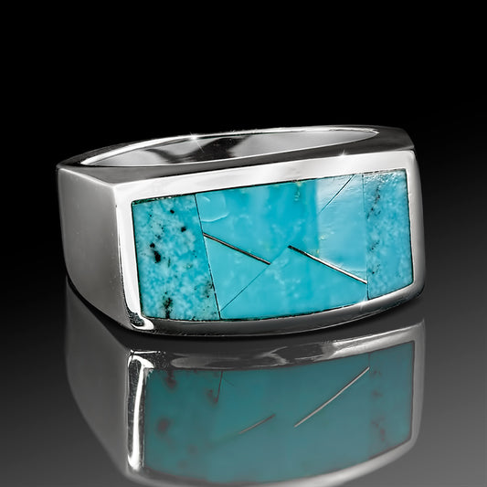 SILVER MENS KINGMAN ARIZONA TURQUOISE RING
