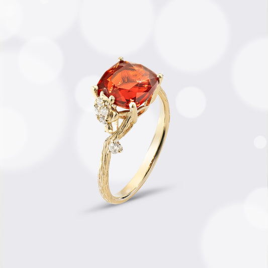 14KYG Fire Opal & Diamond Ring 1-1/2ctw