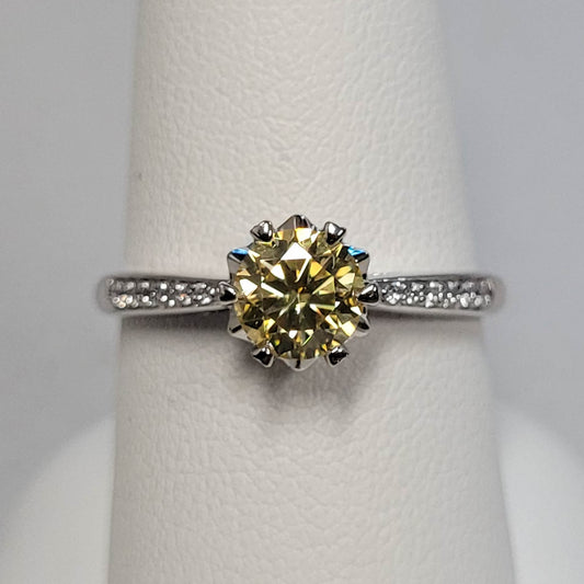14KWG Yellow Moissanite Ring 1-5/8ctw