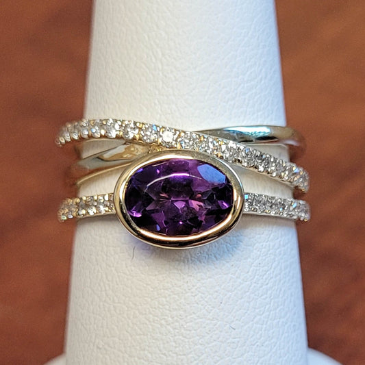 14KYG Amethyst Highway Ring 1-1/2ctw