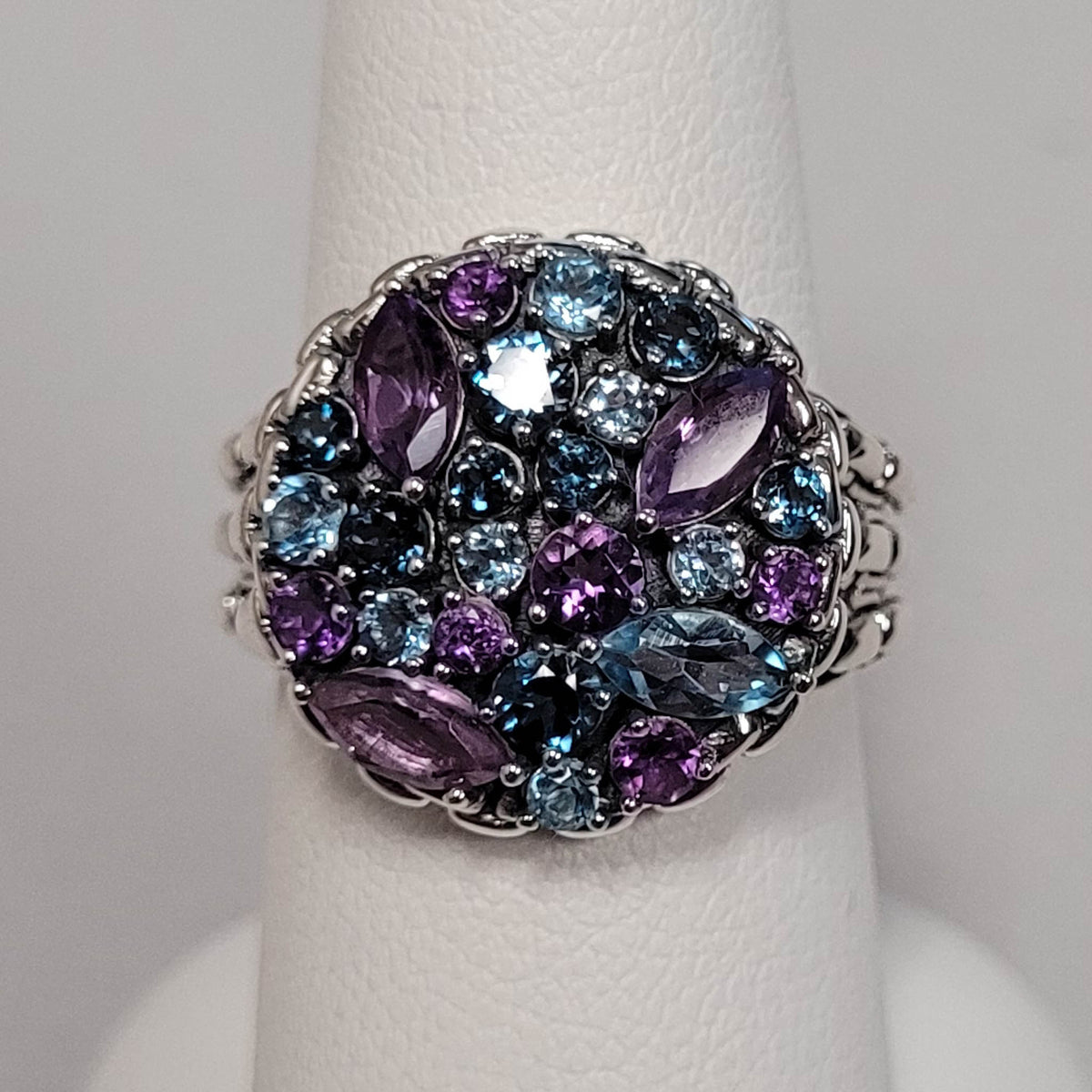 Sterling Amethyst & Swiss Blue Topaz Ring