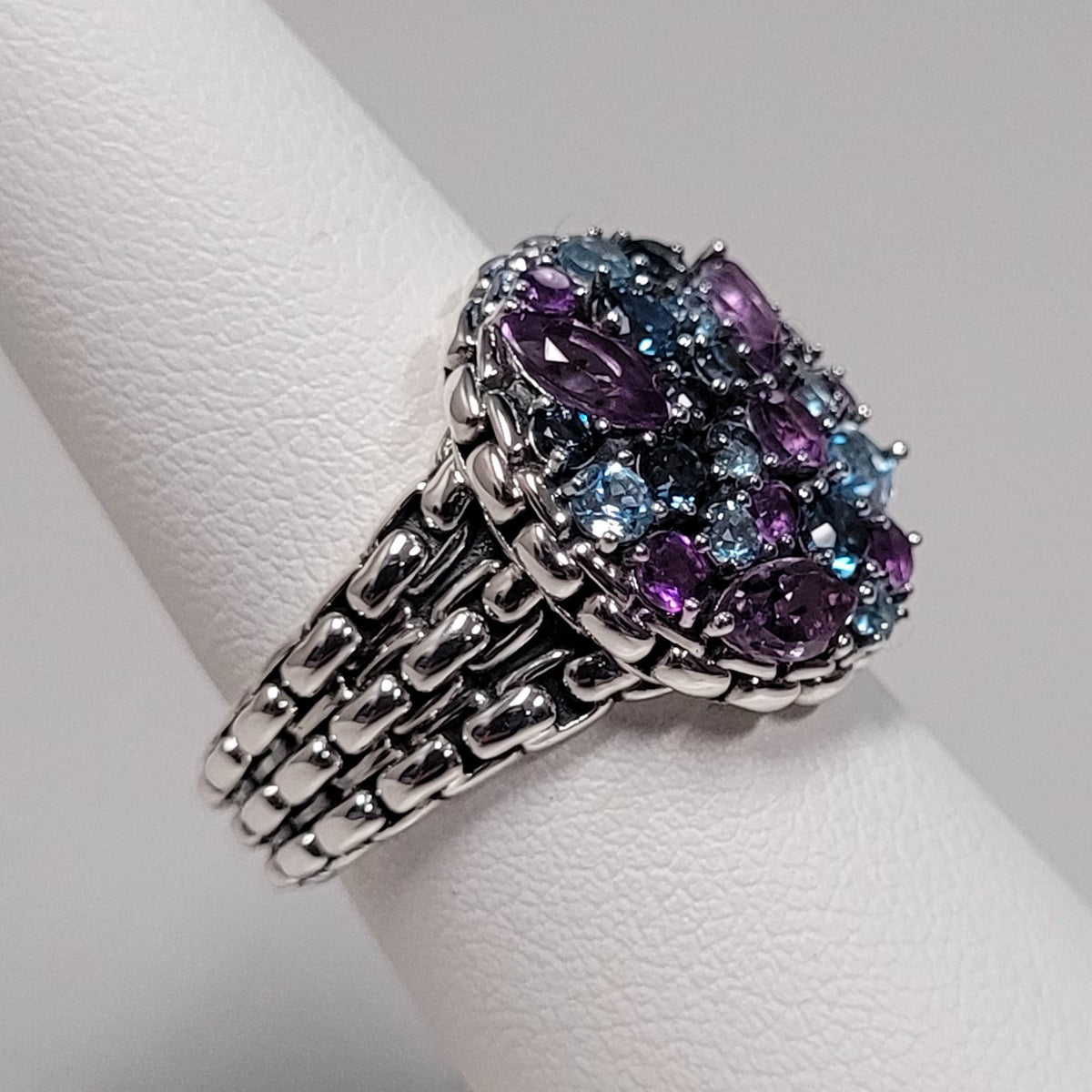 Sterling Amethyst & Swiss Blue Topaz Ring