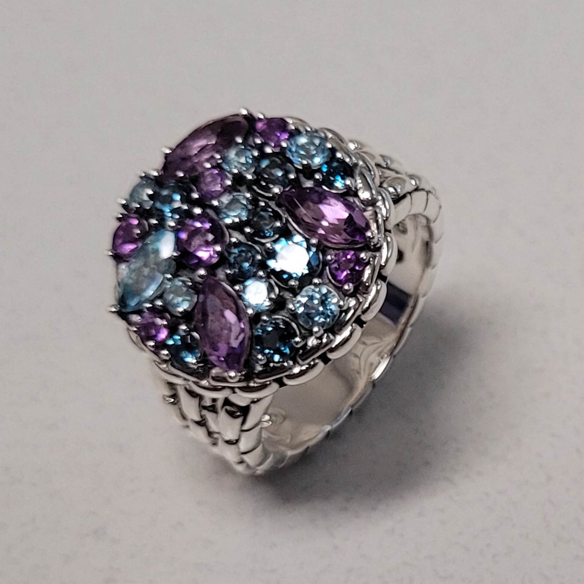 Sterling Amethyst & Swiss Blue Topaz Ring